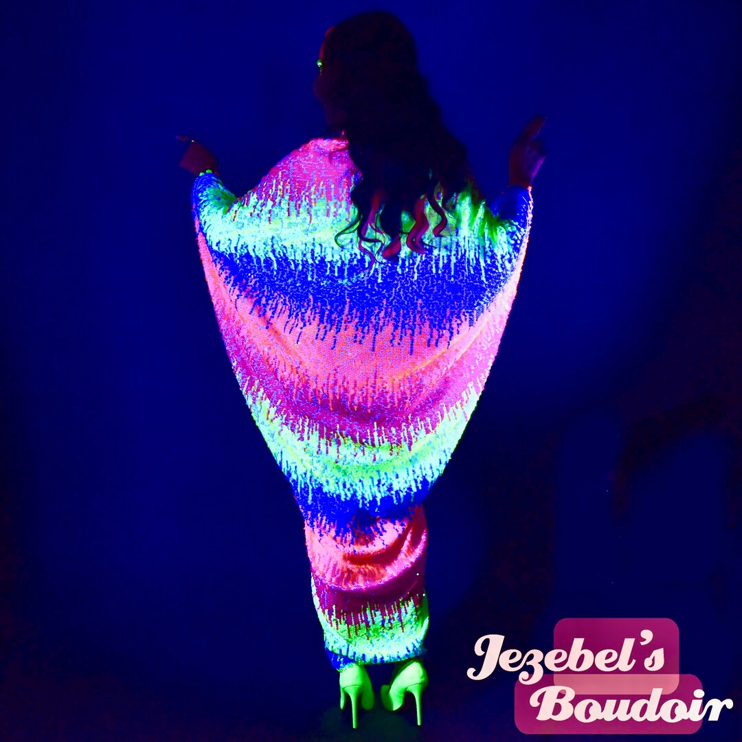 neon uv glow dress Strapless Neon UV Glow Blue Lightning Print Dress